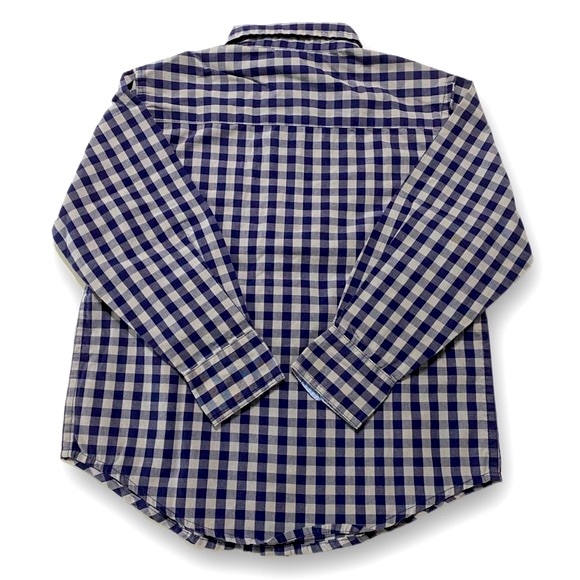 Wrangler Jeans Co, NWOT, Navy gingham plaid long sleeve button down, Size XS 4/5 - Picture 5 of 9